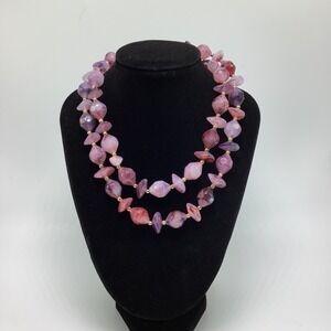 Pink Purple Stone Beaded Necklace